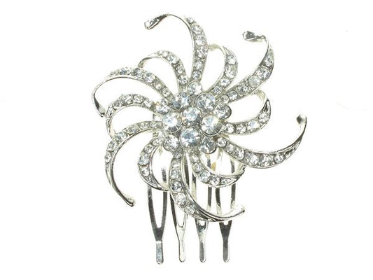 Crystal Swirl Hair Comb Slide Grip