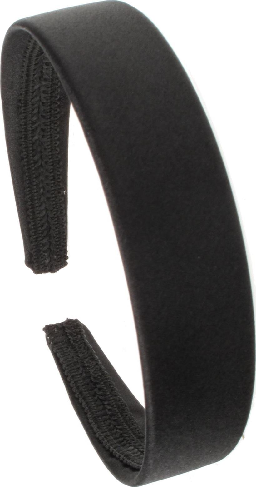 2.5cm (1") Black Satin Covered Plastic Alice Hair Band Headband No Teeth