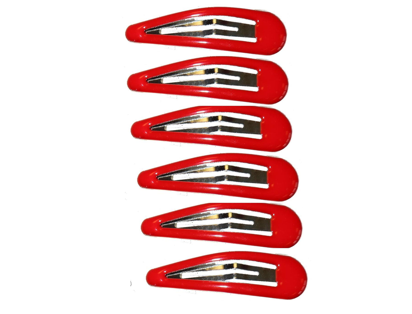 6 x 5cm Red Bendies Sleepies Snap Clips Hair Clips Slides School Colours