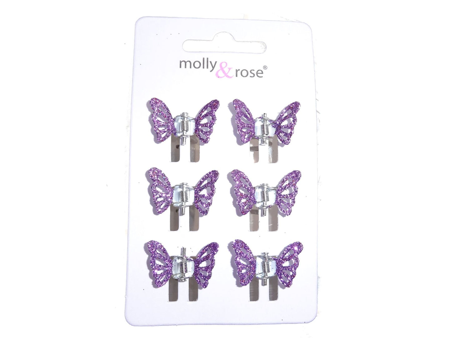 Purple Glitter Butterfly Hair Claws Clips Clamps