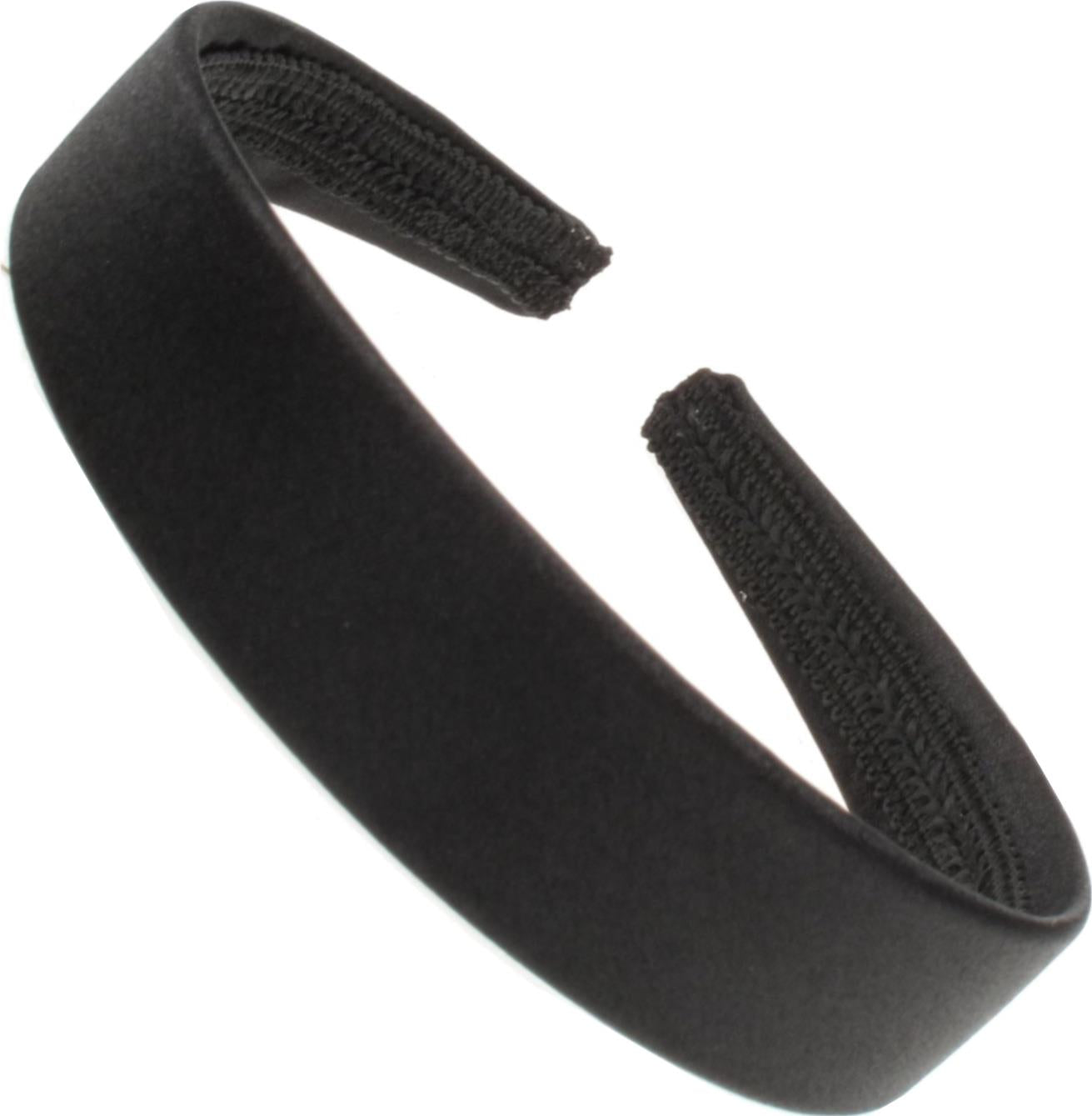 2.5cm (1") Black Satin Covered Plastic Alice Hair Band Headband No Teeth