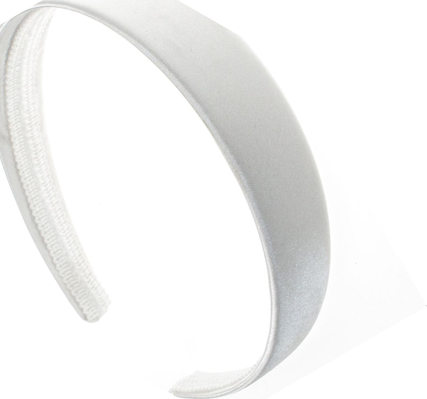 2.5cm (1") White Satin Covered Plastic Alice Hair Band Headband No Teeth