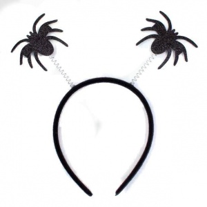Halloween Black Glitter Spider Headband Deeley Boppers Fancy Dress Hair Band