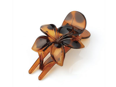 Tort Brown Flower Fork Hair Clip Comb Clamp