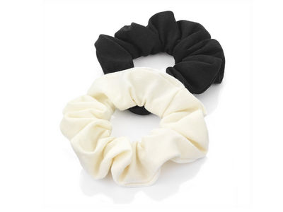 Plain Black/Cream Hair Scrunchie Bobbles