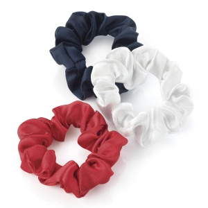 Three Piece Red, White and Navy Mini Elastic Hair Scrunchie Set