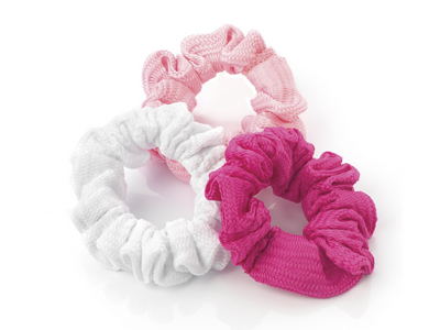 Three Pack Pink Woven Hair Scrunchie Bobbles