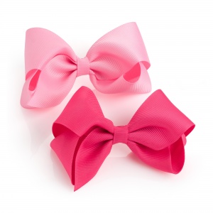 Two piece pink hair bow on clip set