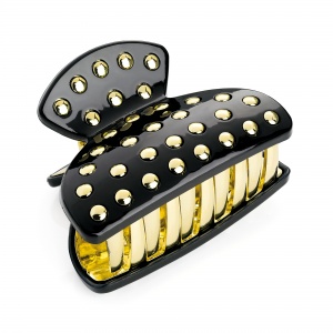 Black Gold Studded Chunky Plastic Claw Clip