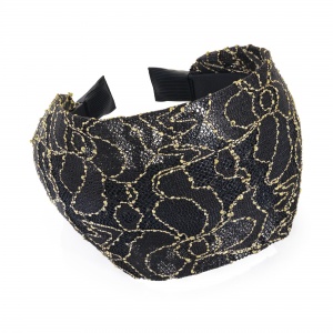 Wide Gold Lace Flower Headband Hair Band