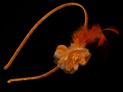 Orange Flower Feather Hair Band