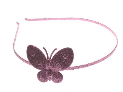 Pink Glitter Butterfly Alice band