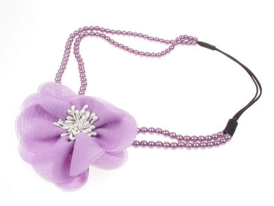 Lilac Floral Pearl Headband Elastic