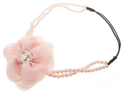 Pink Floral Pearl Headband Elastic