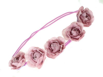 Lilac Rose Garland Double Elastic Head Band