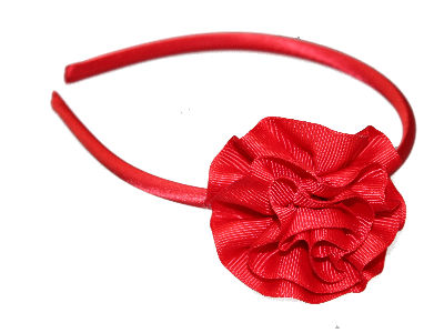 Red Ribbon Ruffle Flower Headband