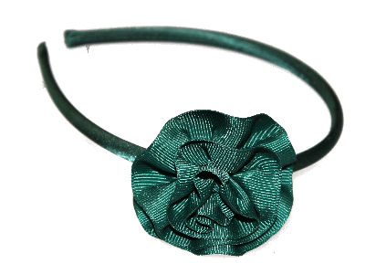 Bottle Green Ribbon Ruffle Flower Headband