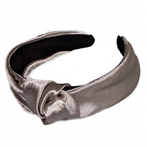 Silver Crushed Satin Knot Headband Hair Band