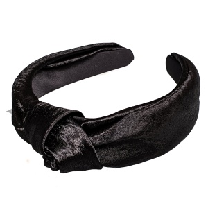 Black Crushed Satin Knot Headband Hair Band