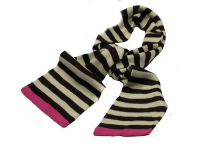 Winter Super Soft Striped Evie Scarf - Choc/Pink