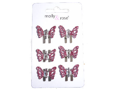 Pink Glitter Butterfly Claw Clips