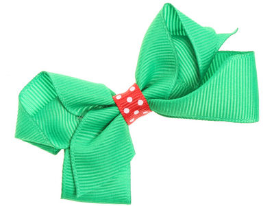 Green Christmas Bow Hair Clip