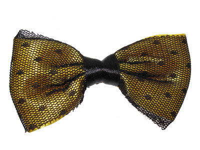 Yellow Netted Bow Hair Clamp Clip