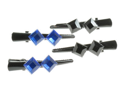 Crystal Square Hair Clamp Clips - Blue