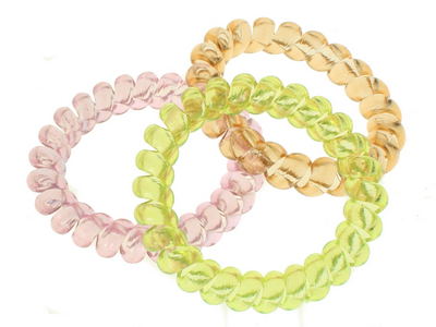 Telephone Cord Scrunchie Hair Bobbles - Pink Yellow Green