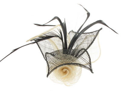 Ivory Two Tone Flower Fascinator Clip