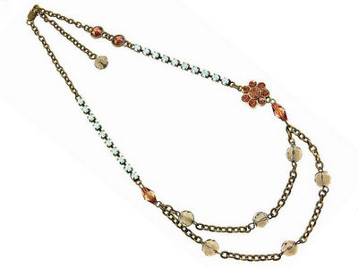 Bronze Flower Crystal Necklace