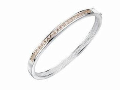 Champagne Crystal Sterling Silver Bangle