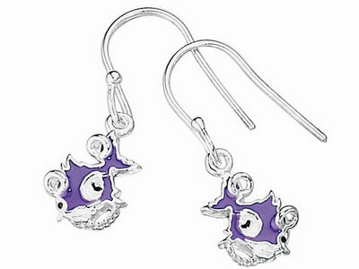 Purple Punky Fish Drop Earrings