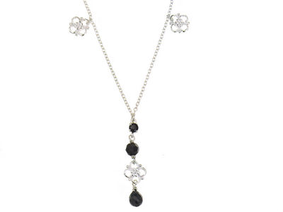 Black Crystal Flower Necklace