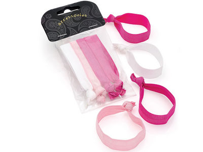 Pink Elasticated Ribbon Hair Tie Bobbles