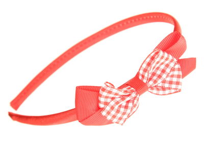 Red School Headband with Gingham Bow
