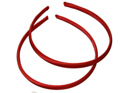 Twin Pack 1cm Red Satin Headbands