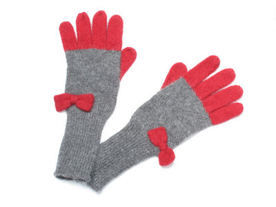 Winter Ultra Soft Bow Bella Gloves - Grey