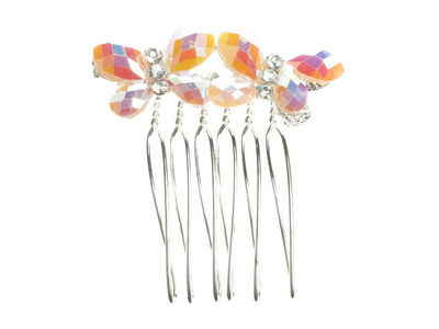 Pink AB Butterfly Wire Hair Comb