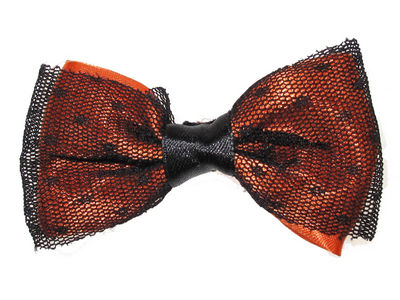 Orange Netted Bow Hair Clamp Clip