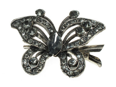 Charcoal Crystal Butterfly Hair Clamp Clip