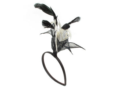 Black/Ivory Flower Fascinator