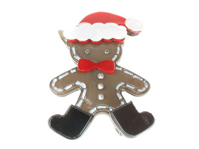 Dark Brown Christmas Santa Gingerbread Man Hair Clip