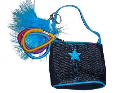 Feather Handbag Purse - Blue