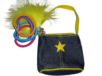 Feather Handbag Purse - Yellow