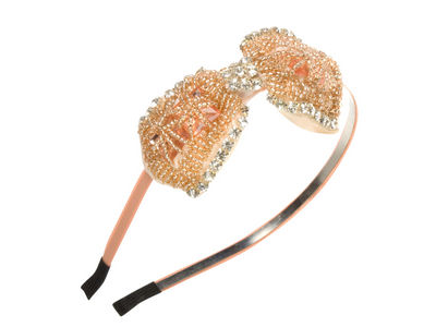 Apricot Beaded Bow Hair Band