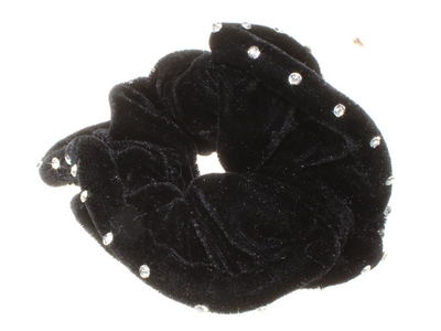 Crystal Edge Black Velvet Scrunchie