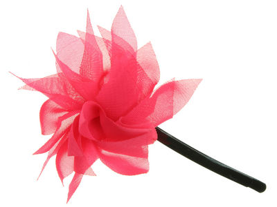 Bright Pink Organza Flower Hair Slide