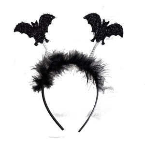 Halloween Black Glitter Bat Headband Deeley Boppers Fancy Dress Hair Band