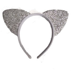 White Glitter Cat Ears Alice Hair Band Headband